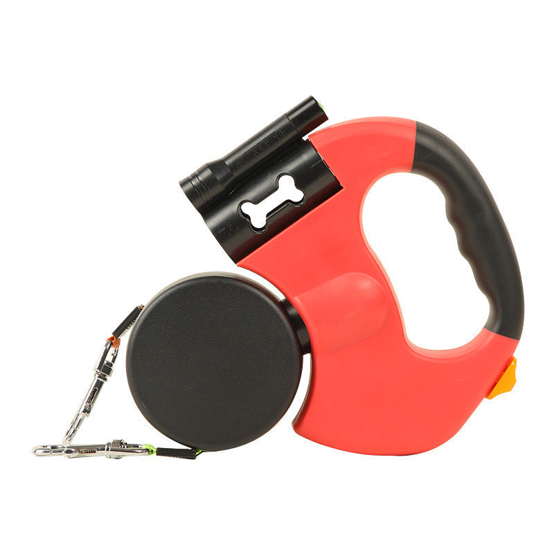Correa Retráctil para Perros con Linterna – Doble Extremo Automático