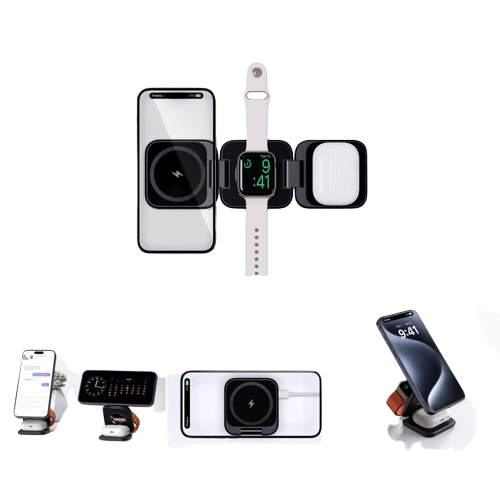Cargador Inalámbrico 3 en 1 para Apple – iPhone, Apple Watch y AirPods | Carga Rápida Magnética