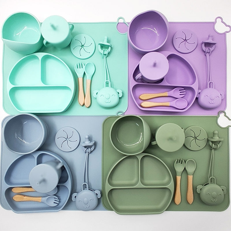Set de Vajilla Infantil de Silicona – Antideslizante, Resistente y Seguro para Bebés