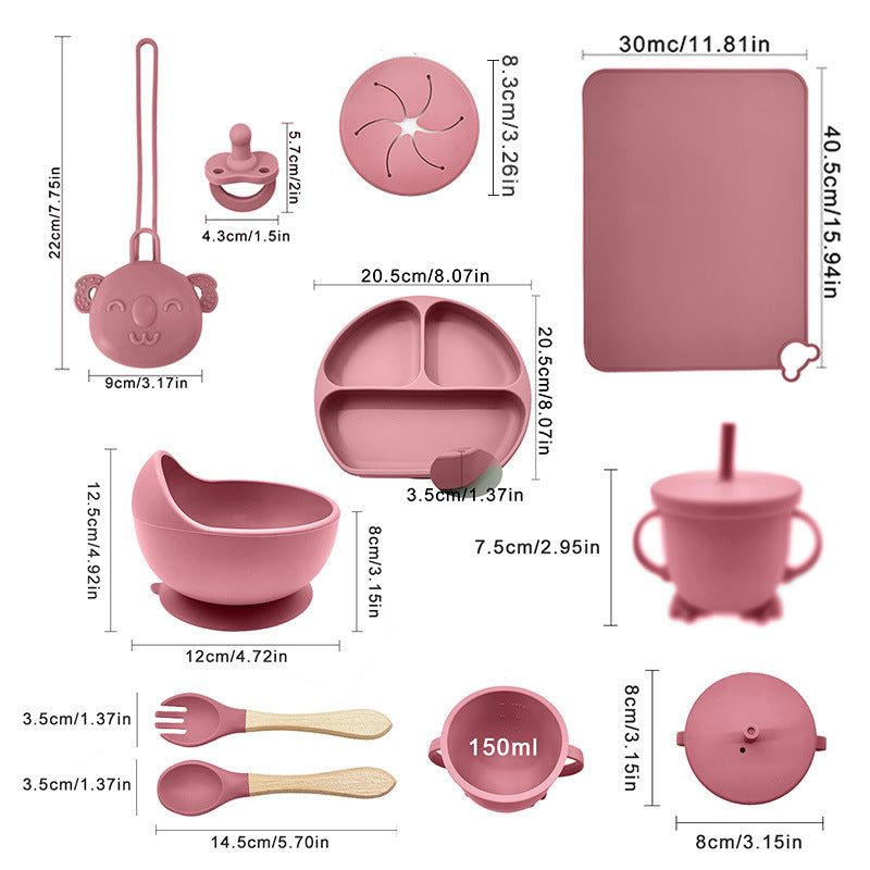 Set de Vajilla Infantil de Silicona – Antideslizante, Resistente y Seguro para Bebés