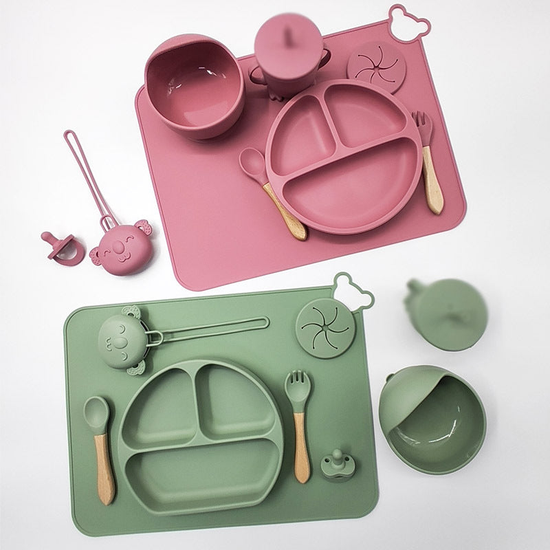 Set de Vajilla Infantil de Silicona – Antideslizante, Resistente y Seguro para Bebés