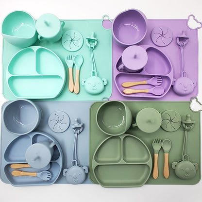 Set de Vajilla Infantil de Silicona – Antideslizante, Resistente y Seguro para Bebés