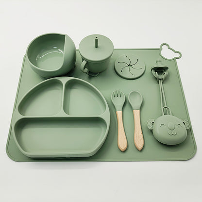 Set de Vajilla Infantil de Silicona – Antideslizante, Resistente y Seguro para Bebés