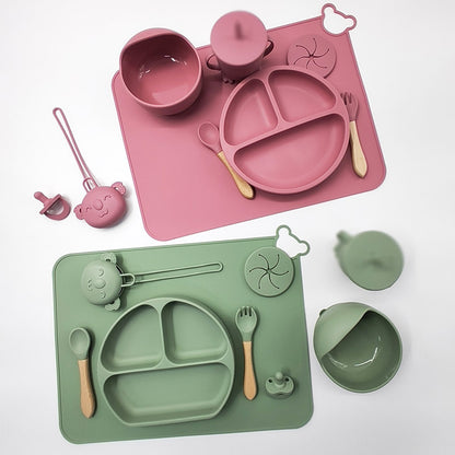 Set de Vajilla Infantil de Silicona – Antideslizante, Resistente y Seguro para Bebés