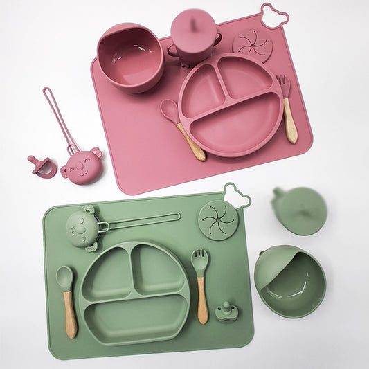 Set de Vajilla Infantil de Silicona – Antideslizante, Resistente y Seguro para Bebés
